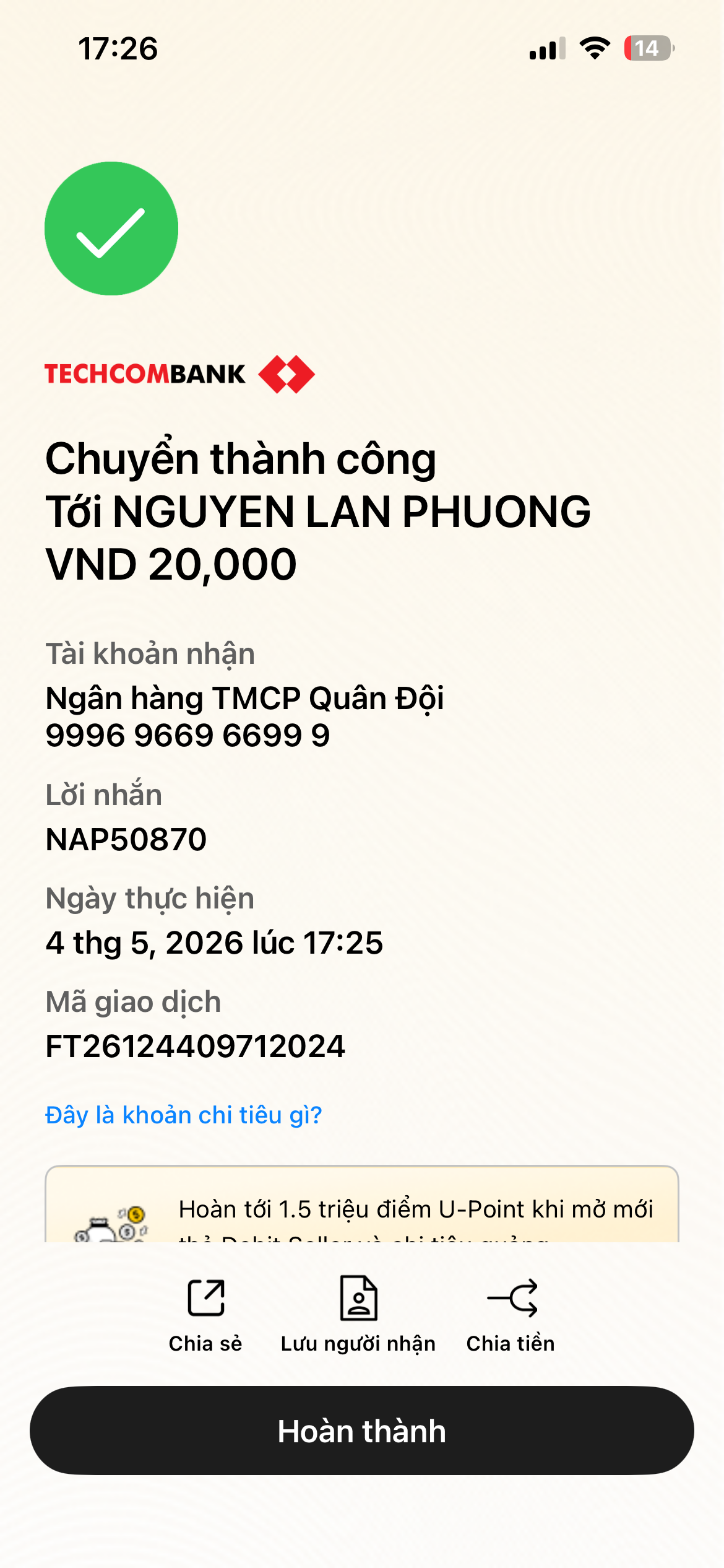 Donate ủng hộ người đăng
