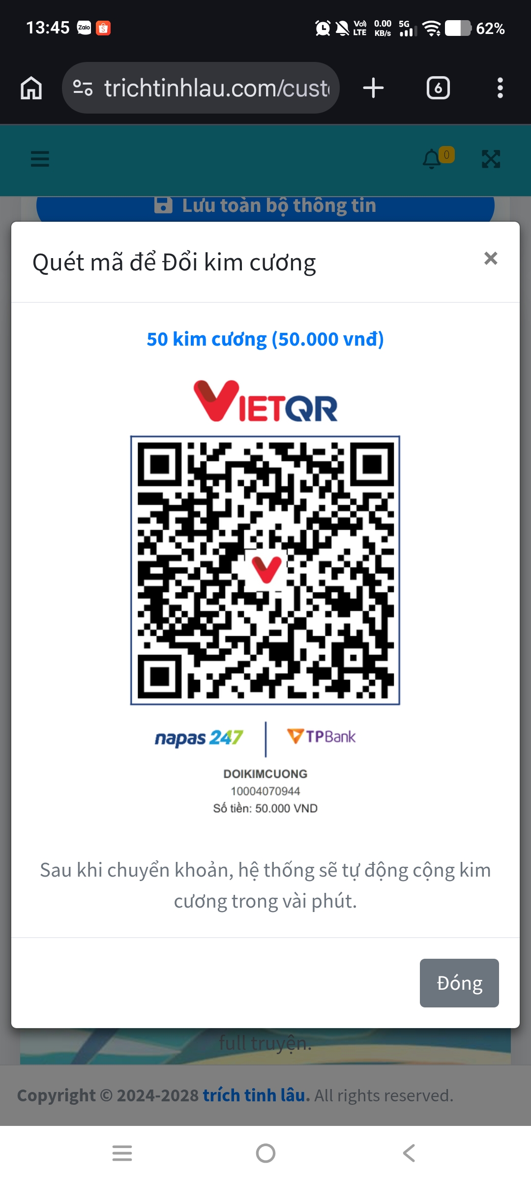 Donate ủng hộ người đăng