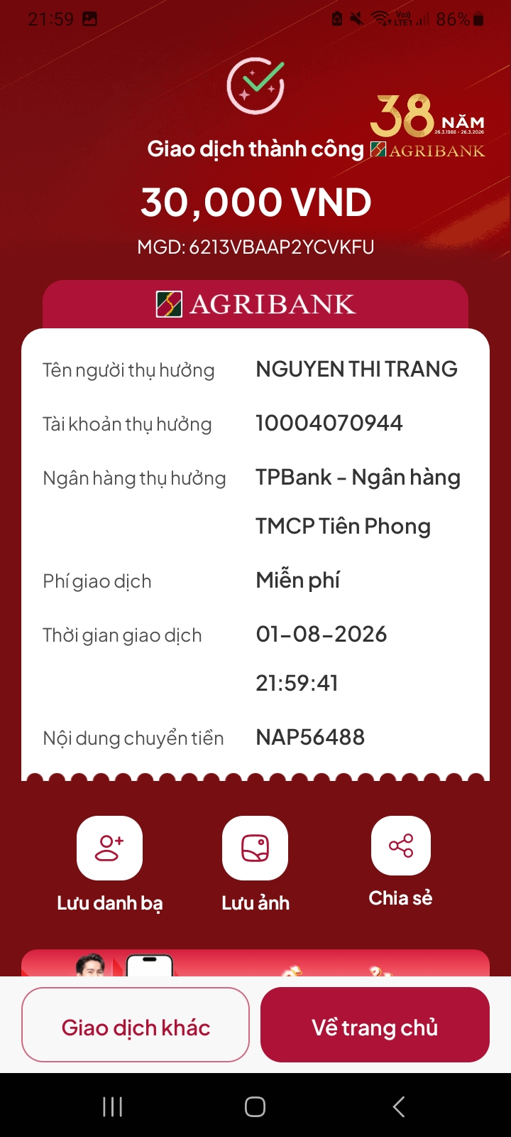 Donate ủng hộ người đăng
